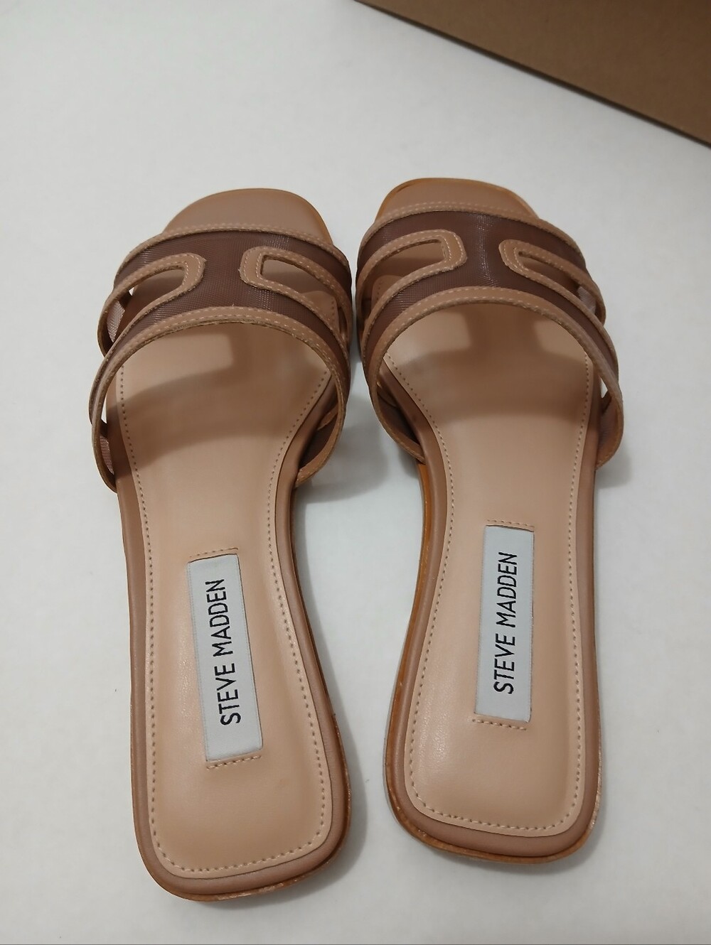 Steve Madden Nude/Tan Slide Mules with Mesh Straps New $25 - Picture 16 of 16